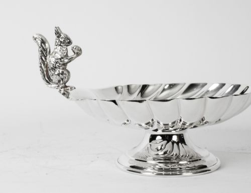 fig 1. Antique Victorian Silver Plated Squirrel Nut Dish C1880
