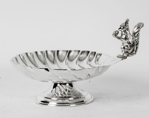 Antique Victorian Silver Plated Squirrel Nut Dish C1880
