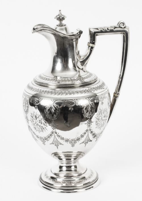 fig 1. Antique Victorian Silver Plate Claret Jug C 1880 19th Century