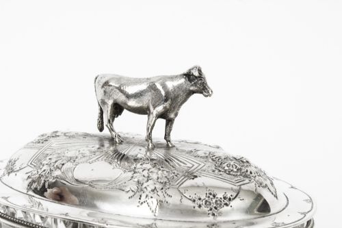 fig 2. Antique Victorian Silver Plate & Cut Glass Butter Dish Martin Hall C1880 19th C