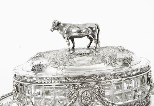 fig 3. Antique Victorian Silver Plate & Cut Glass Butter Dish Martin Hall C1880 19th C