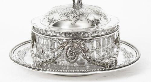 fig 5. Antique Victorian Silver Plate & Cut Glass Butter Dish Martin Hall C1880 19th C