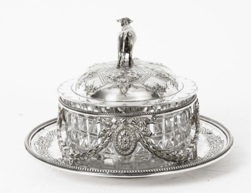 fig 6. Antique Victorian Silver Plate & Cut Glass Butter Dish Martin Hall C1880 19th C
