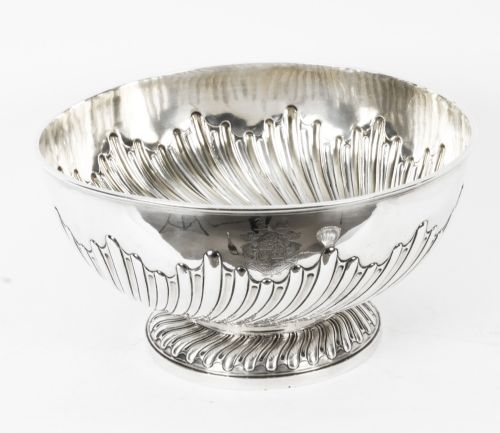 Antique Sterling Silver Punch Bowl Walter Barnard 1892 19th C
