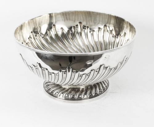 fig 3. Antique Sterling Silver Punch Bowl Walter Barnard 1892 19th C
