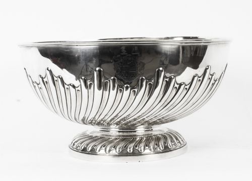fig 4. Antique Sterling Silver Punch Bowl Walter Barnard 1892 19th C
