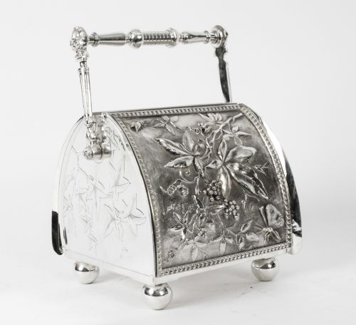 Antique Victorian Silver Plated Biscuit Box by Henry Wilkinson & Co 19thc
