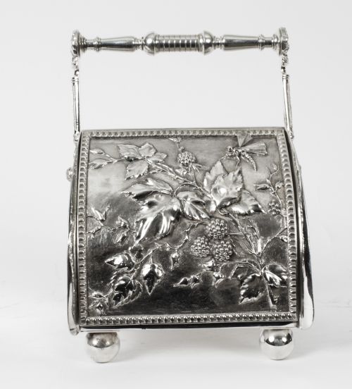 fig 1. Antique Victorian Silver Plated Biscuit Box by Henry Wilkinson & Co 19thC