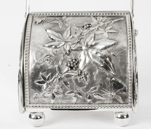 fig 3. Antique Victorian Silver Plated Biscuit Box by Henry Wilkinson & Co 19thC