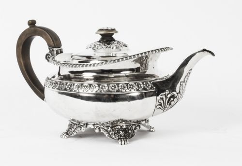 fig 1. Antique Regency Sterling Silver Teapot Craddock & Reid 1820 19th C