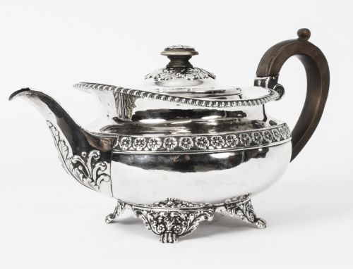 fig 2. Antique Regency Sterling Silver Teapot Craddock & Reid 1820 19th C
