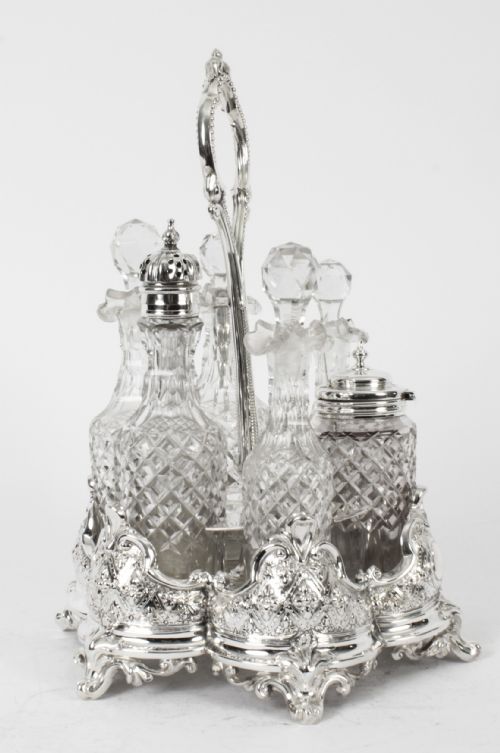 fig 2. Antique Victorian Silver Plated 6 Bottle Cruet Set Henry Wilkinson Circa 1860