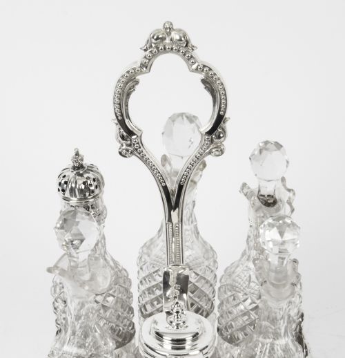 fig 3. Antique Victorian Silver Plated 6 Bottle Cruet Set Henry Wilkinson Circa 1860
