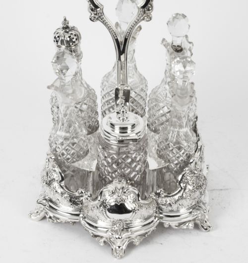 fig 5. Antique Victorian Silver Plated 6 Bottle Cruet Set Henry Wilkinson Circa 1860