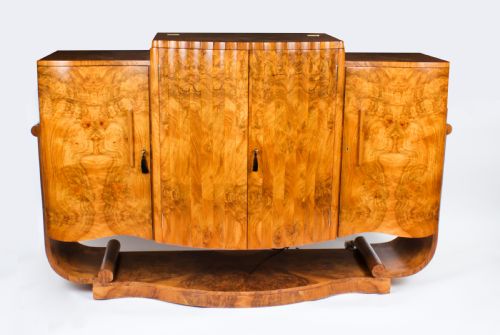 Antique Art Deco Cocktail Cabinet Dry Bar & Glassware Epstein C.1920
