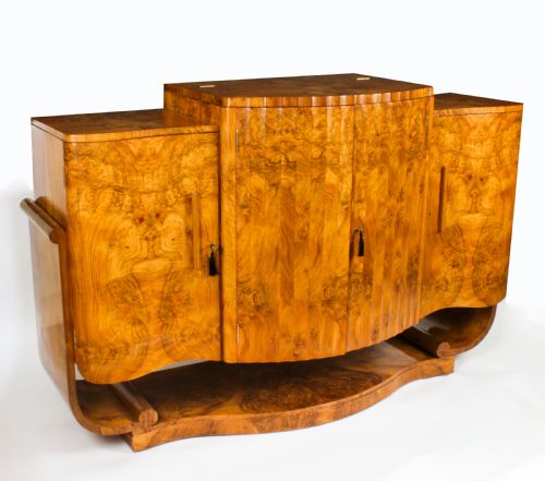 fig 1. Antique Art Deco Cocktail Cabinet Dry Bar & Glassware Epstein c.1920