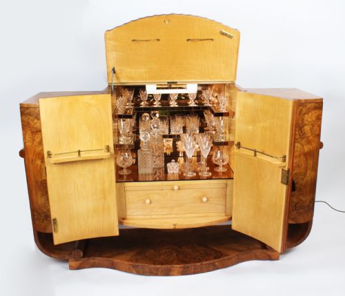 fig 2. Antique Art Deco Cocktail Cabinet Dry Bar & Glassware Epstein c.1920