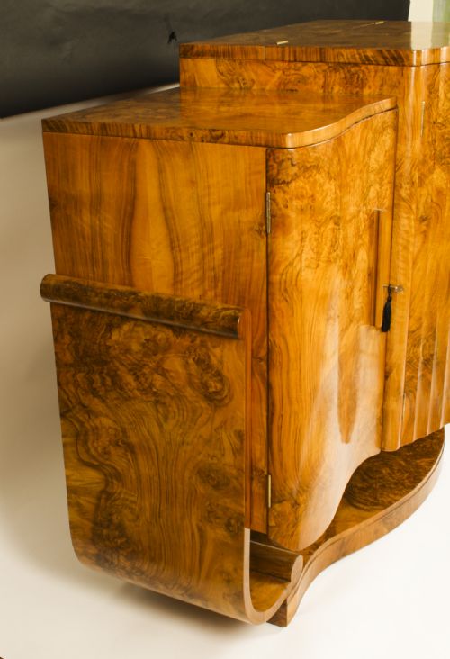 fig 6. Antique Art Deco Cocktail Cabinet Dry Bar & Glassware Epstein c.1920