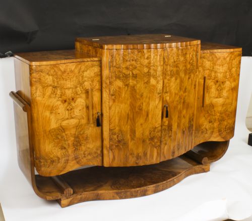 fig 8. Antique Art Deco Cocktail Cabinet Dry Bar & Glassware Epstein c.1920
