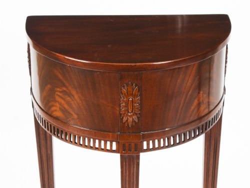 fig 5. Antique Pair Dutch Mahogany Demilune Console Side Tables 19th C