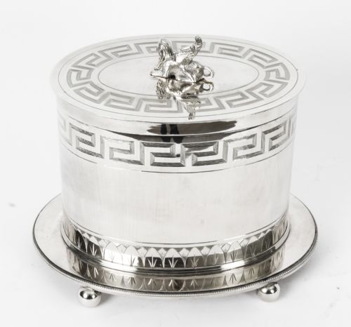 Antique Neo-classical Silver Plated Biscuit Sweet Box Munsey 1840 19th C
