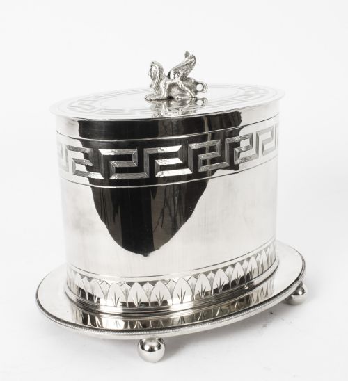 fig 1. Antique Neo-classical Silver Plated Biscuit Sweet Box Munsey 1840 19th C
