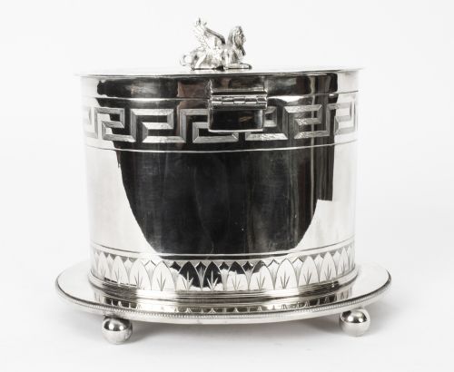 fig 2. Antique Neo-classical Silver Plated Biscuit Sweet Box Munsey 1840 19th C
