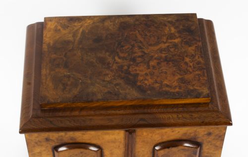 fig 2. Antique Victorian Burr Walnut Table Top Jewellery Collectors Cabinet C1880

