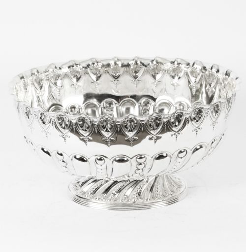 fig 1. Antique Victoria Silver Plated Punch Bowl Fenton Brothers Sheffield 19th C