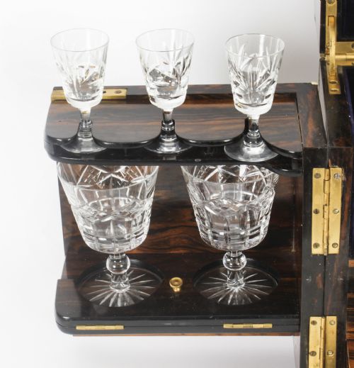 fig 3. Antique Coromandel Three Crystal Decanter Tantalus C1880 19th Century
