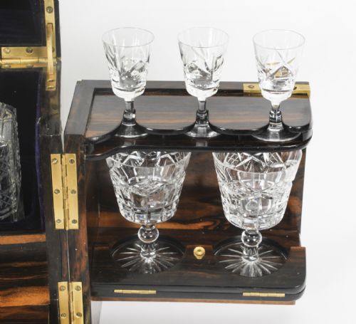 fig 5. Antique Coromandel Three Crystal Decanter Tantalus C1880 19th Century
