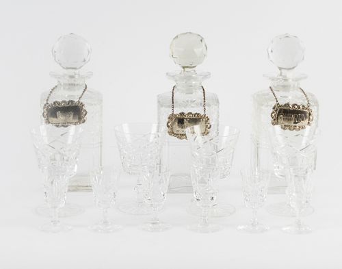 fig 7. Antique Coromandel Three Crystal Decanter Tantalus C1880 19th Century
