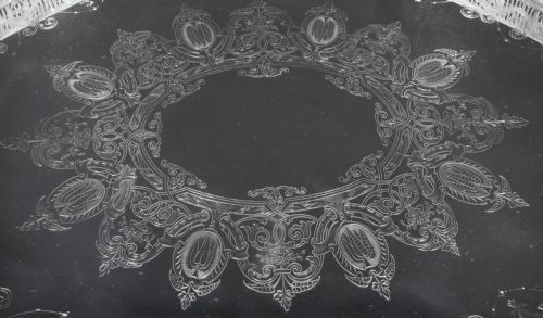 fig 1. Antique Monumental Victorian Oval Silver Plated Gallery Tray C1870 19th Century
