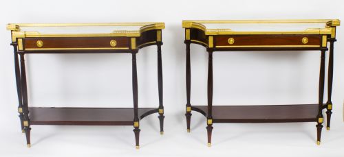 Antique Pair Russian Ormolu Mounted Console Side Tables 19th C C1840
