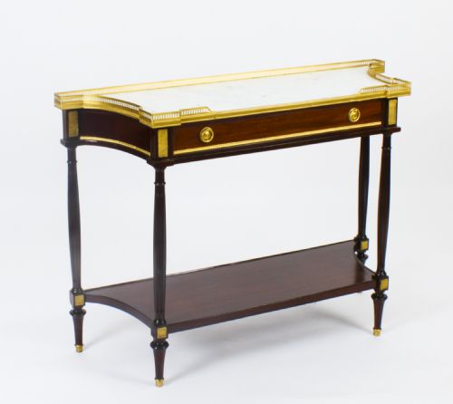 fig 1. Antique Pair Russian Ormolu Mounted Console Side Tables 19th C C1840
