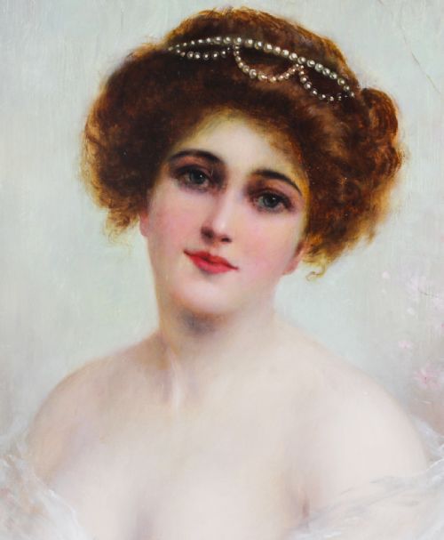 fig 2. Antique Oil on Canvas Portrait Painting by William Joseph Carroll dated 1911
