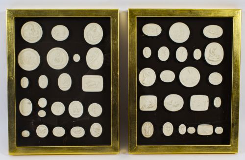Antique Pair Box Framed Grand Tour Giovanni Liberotti Intaglios 19th C
