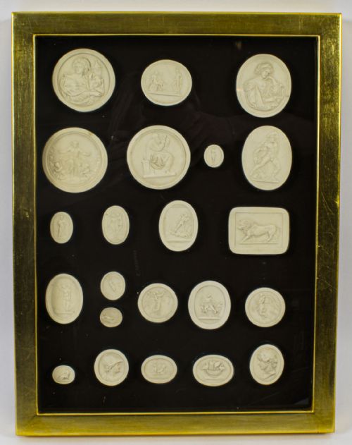 fig 1. Antique Pair Box Framed Grand Tour Giovanni Liberotti Intaglios 19th C
