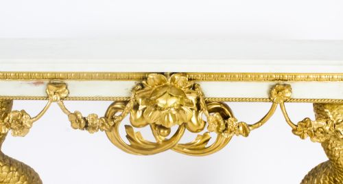fig 2. Antique Painted & Gilded Dolphins Console Pier Table c.1890
