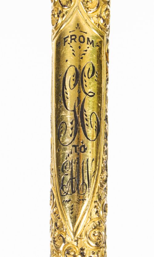 fig 3. Antique Edwardian Bamboo Ormolu Sword / Walking Stick Cane London 1900
