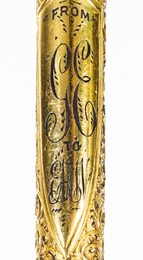 fig 4. Antique Edwardian Bamboo Ormolu Sword / Walking Stick Cane London 1900
