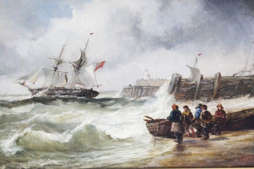 fig 2. Antique Oil on Canvas Seascape Painting Alfred Vickers 19th Century
