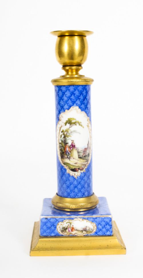fig 4. Antique Pair Sevres Porcelain Mounted Ormolu Candlesticks c.1870 19th C