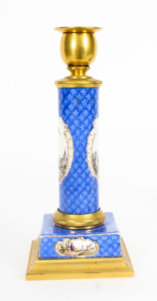 fig 6. Antique Pair Sevres Porcelain Mounted Ormolu Candlesticks c.1870 19th C