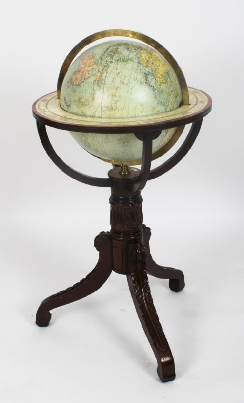 Antique Terrestrial Library Globe on Stand by Jordglob Sweden C1920
