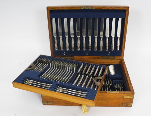 Antique Canteen X12 Sterling Silver Cutlery Kings Pattern London 1905
