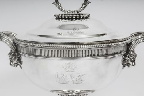 fig 1. Antique Paul Storr Sterling Silver Soup Tureen 1804 19th C
