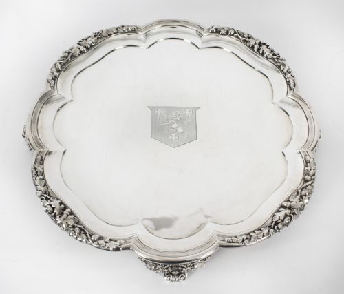 Antique Paul Storr Large William IV Silver Tray Salver  1837 19th Century

