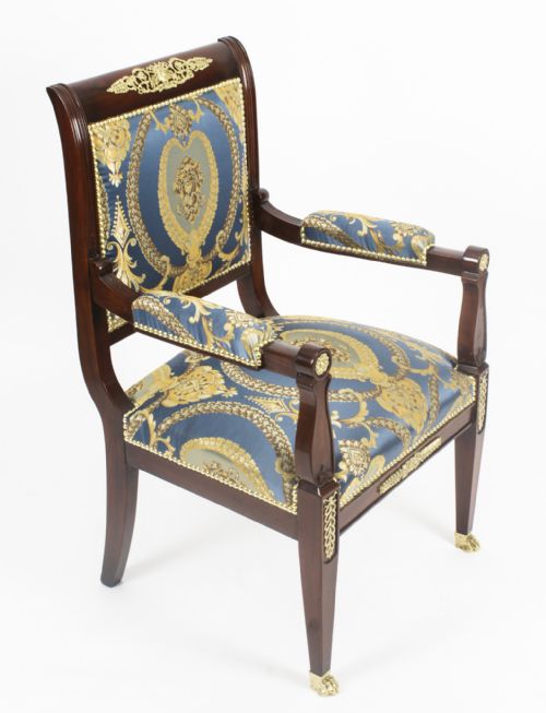 fig 1. Antique Pair French Empire Revival Ormolu Mounted Armchairs C1870 19th C
