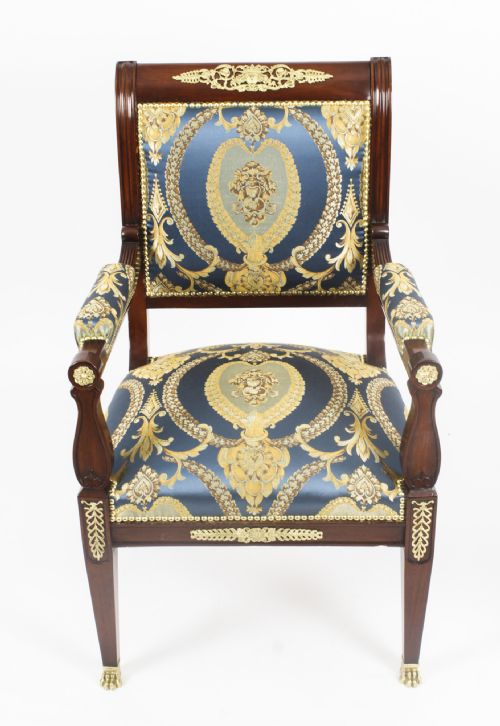 fig 2. Antique Pair French Empire Revival Ormolu Mounted Armchairs C1870 19th C
